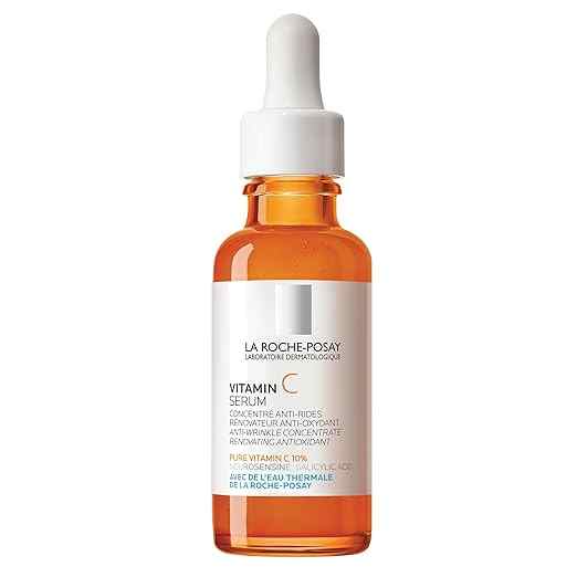 La Roche-Posay Pure Vitamin C Face Serum Bottle On A White Background, Representing Brightening And Anti-Aging Skincare For Sensitive Skin