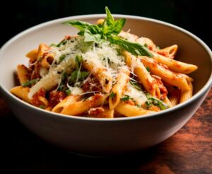 Serving Penne alla Vodka with Chicken