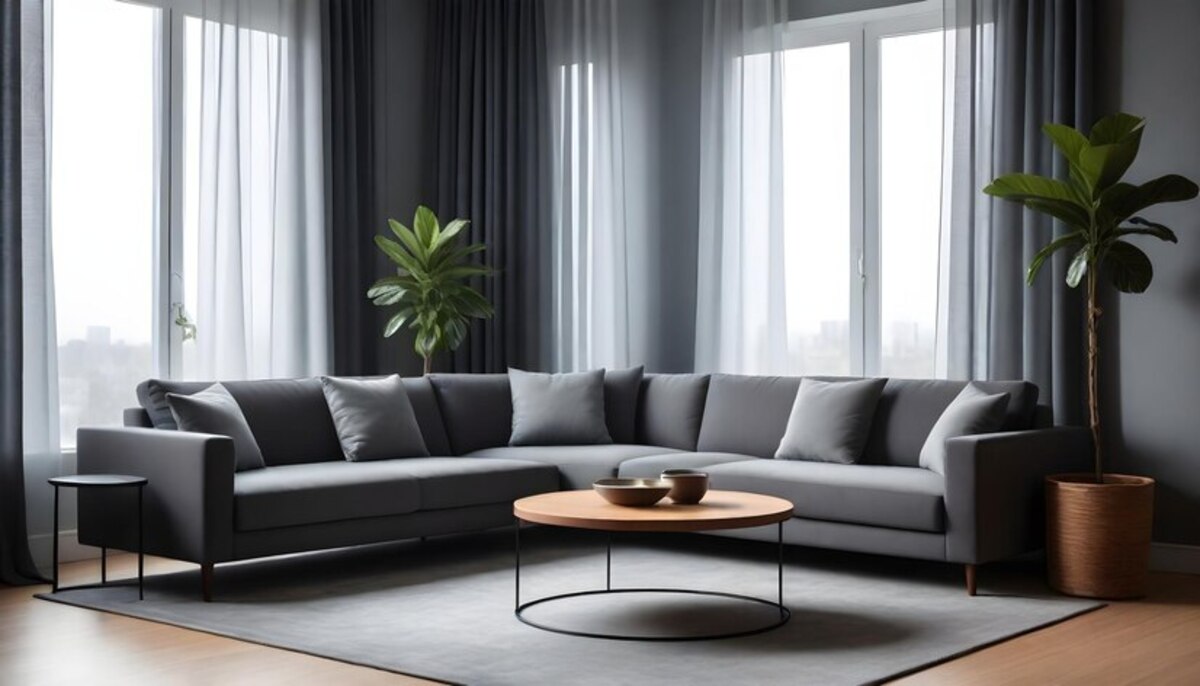 gray and green living room 