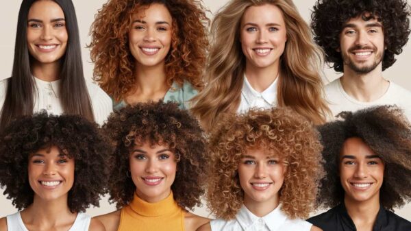 Hair Types A Group Of Eight Smiling Individuals, Each Showcasing Different Natural Hair Types, From Straight To Various Curl Patterns.