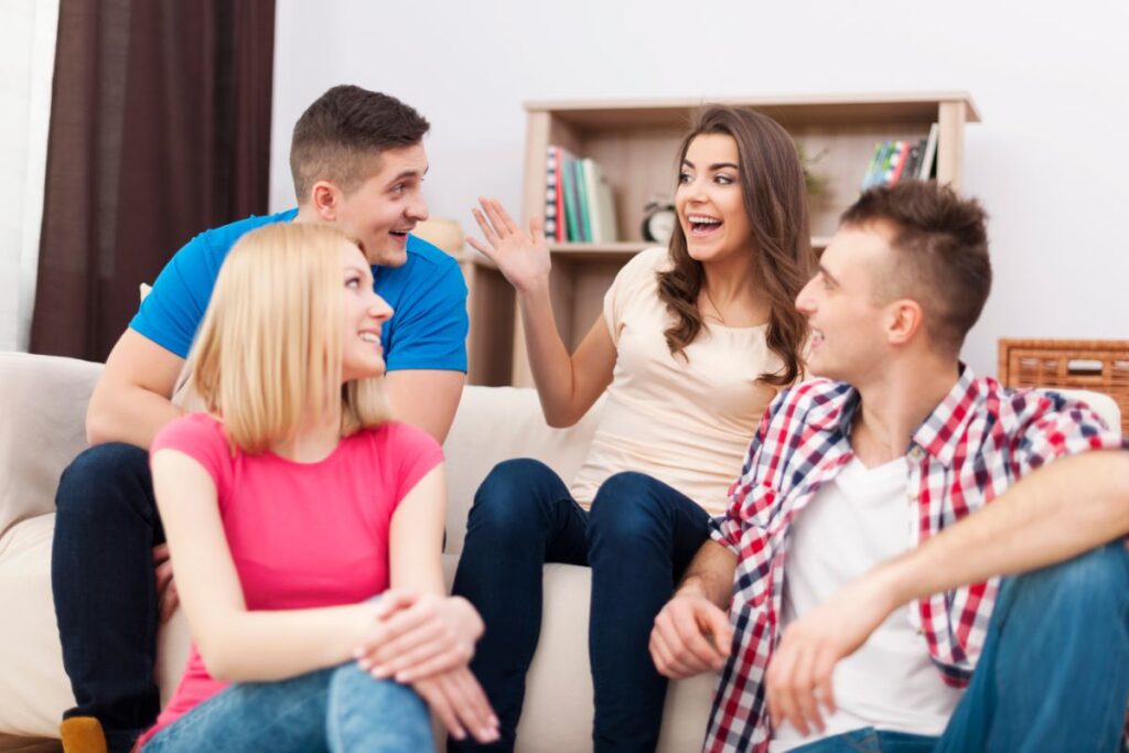 Teen Using Phone, Communicating With Slang, While Parents Observe With Curiosity And A Desire To Connect.