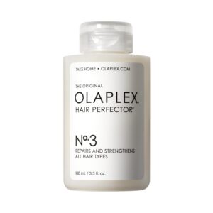 Bottle Of Olaplex No.3 Hair Perfector, A Treatment For Repairing And Strengthening Damaged Hair.