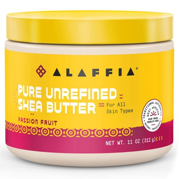 Alaffia Pure Unrefined Shea Butter With Passion Fruit, 11 Oz Jar, For All Skin Types, Featuring Fair Trade Certification And Traditional African Craftsmanship.