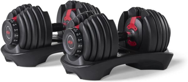 Bowflex Selecttech 552 Adjustable Dumbbells With Weight Dial And Compact Stand.