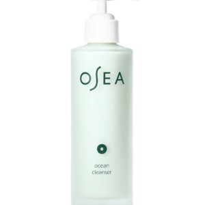 A Bottle Of Osea Ocean Cleanser With A Pump Top, In A Light Green, Minimalistic Design.