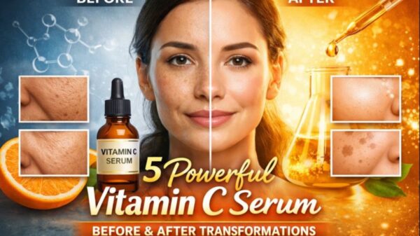 Vitamin C serum before and after