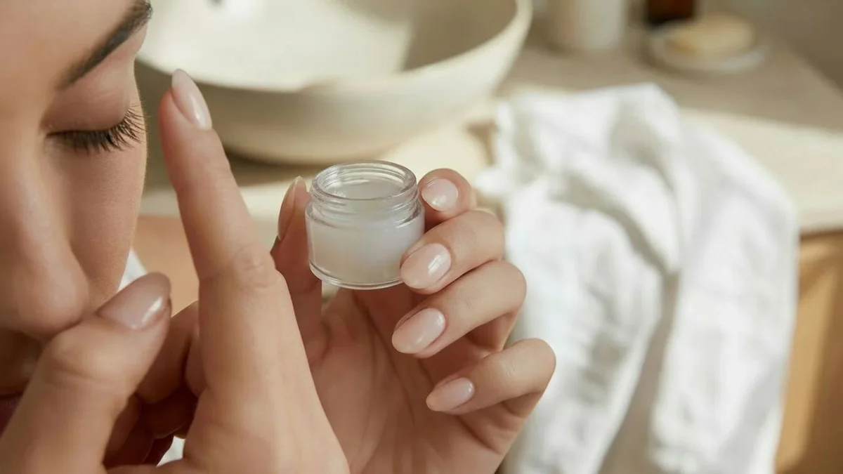 A Woman Holding A Small Jar Of Petroleum Jelly While Preparing To Apply It To Her Lashes, Used To Illustrate The Topic Is Vaseline Good For Your Eyelashes?