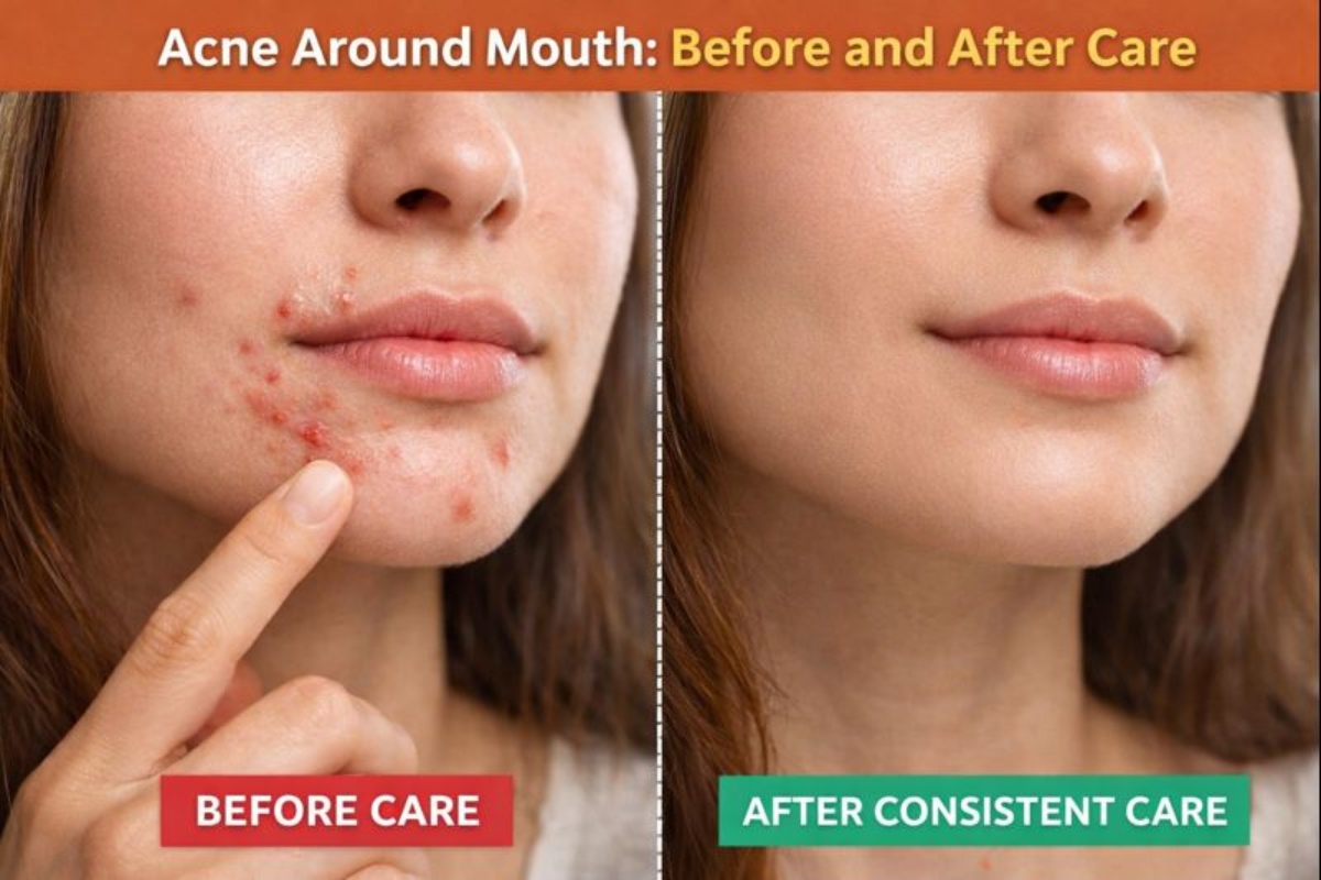 Acne Around Mouth Before and After Care